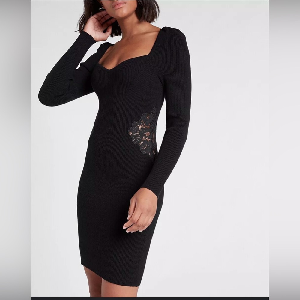EXPRESS lace piece bodycon sweater dress
